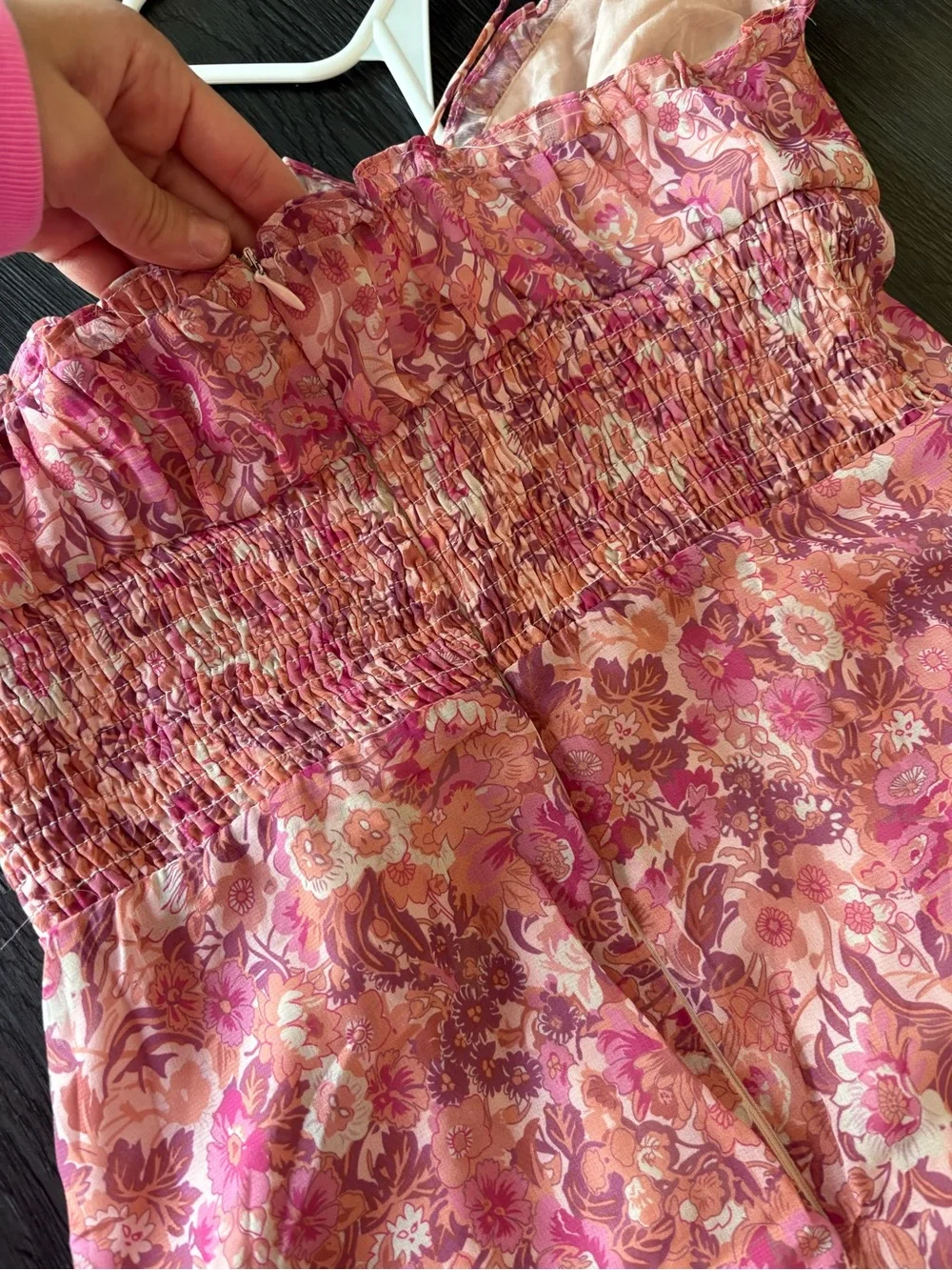 Petal & Pup Floral Pink Tie-Strap Midi Dress Small